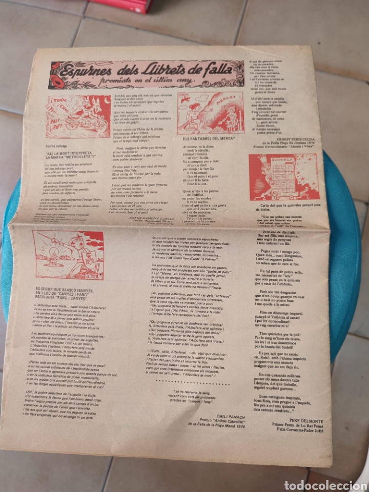 Outros artigos de papel: Suplemento Espurnes dels Llibrets de Fallas 1974 Programa oficial de la Gran Semana Fallera