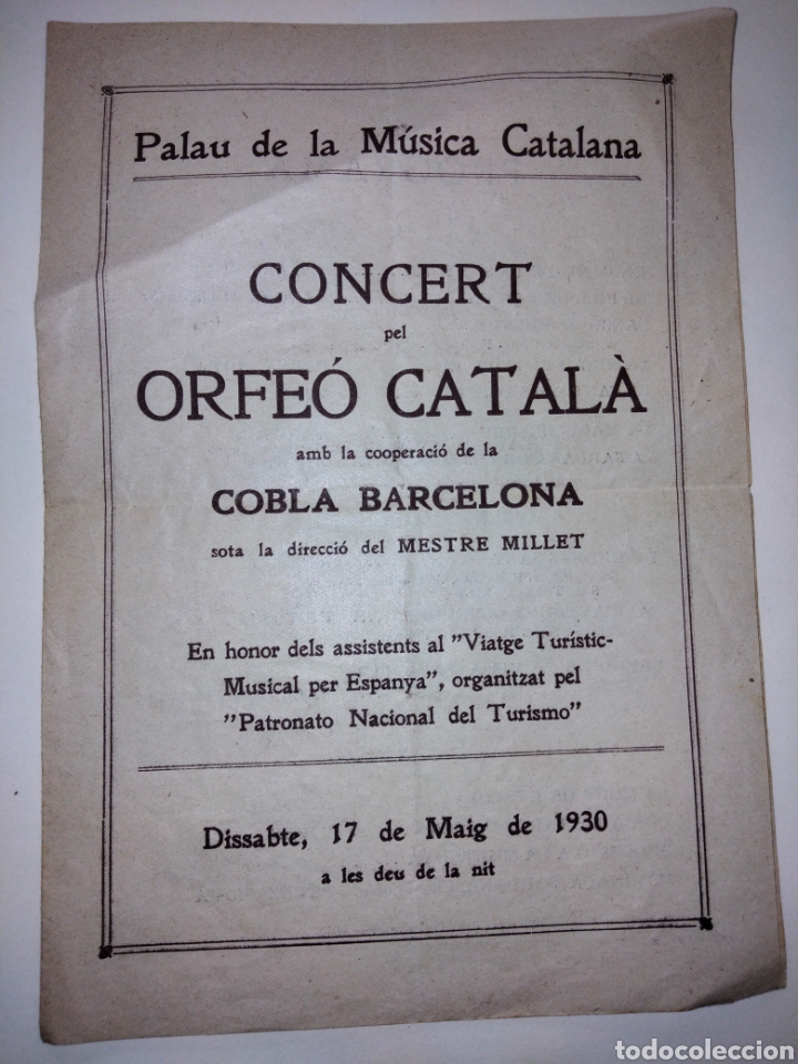 Otros art&iacute;culos de coleccionismo en papel: Programa de 1930, del Palacio de la M&uacute;sica Catalana - Foto 1