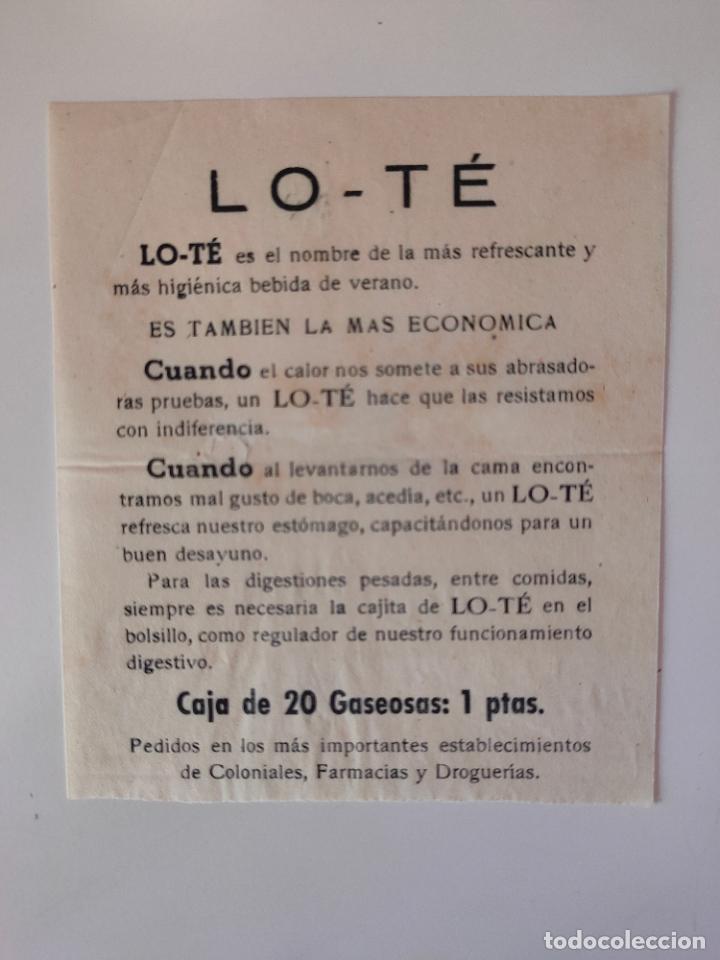 Otros Art&iacute;culos de Coleccionismo en Papel: LO-T&Eacute; LO T&Eacute; GASEOSAS FOLLETO PROPAGANDA ANTIGUO COLONIALES FARMACIAS DROGUER&Iacute;AS