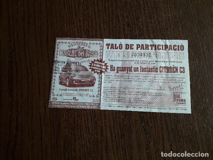 Otros Art&iacute;culos de Coleccionismo en Papel: tal&oacute;n de participaci&oacute;n para sorteo de un coche, citro&euml;n C3, PIMECO, Palma de Mallorca, a&ntilde;o 2004