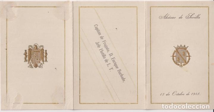Paper Collecting Others: Comida y Concierto en el Alc&aacute;zar de Sevilla. 13 Octubre 1948. Tr&iacute;ptico con Men&uacute; y