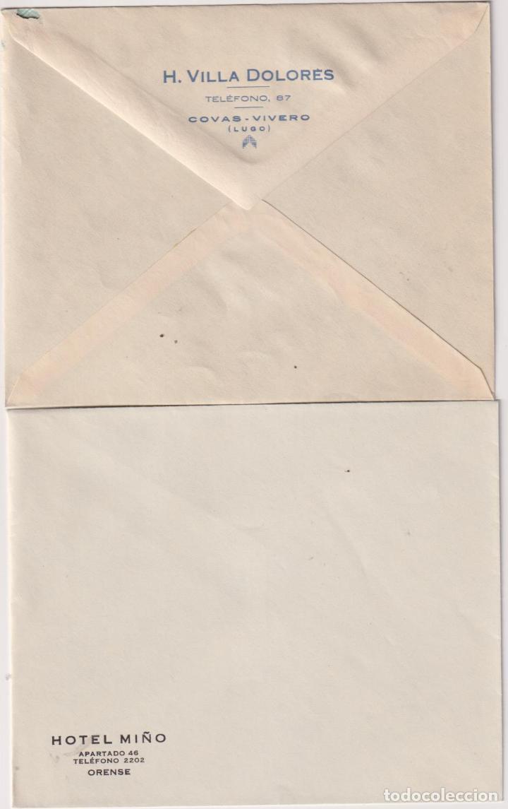 Paper Collecting Others: Lote 2 Sobres con Membrete. Hotel Mi&ntilde;o, Covas-Vivero (Lugo) y Hotel Mi&ntilde;o (Orense)