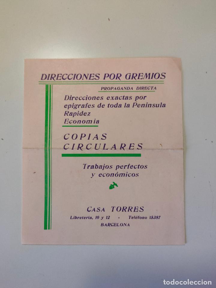 Collectionnisme Papier divers: DIRECCIONES POR GREMIOS PROPAGANDA DIRECTA EXACTAS EPIGRAFES ECONOMIA COPIAS CIRCULARES CASA TORRES