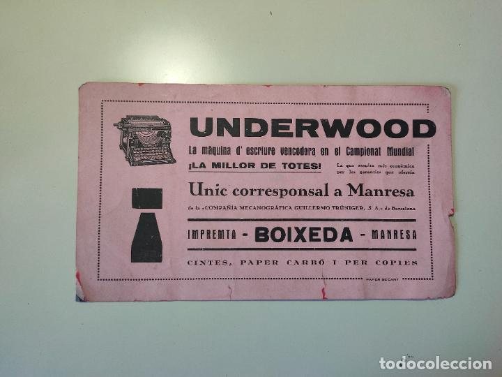 Collectionnisme Papier divers: UNDERWOOD LA MAQUINA D'ESCRIURE VENCEDORA EN EL CAMPIONAT MUNDIAL ESCRIBIR MANRESA BOIXEDA IMPREMTA