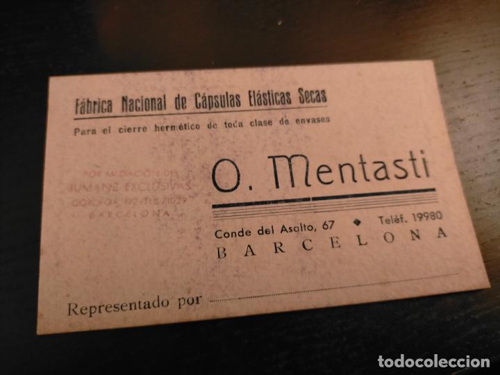 Altri oggetti di carta: FABRICA NACIONAL DE CAPSULAS ELASTICAS SECAS CIERRE HERMETICO ENVASES O MENTASTI BARCELONA BOTELLAS