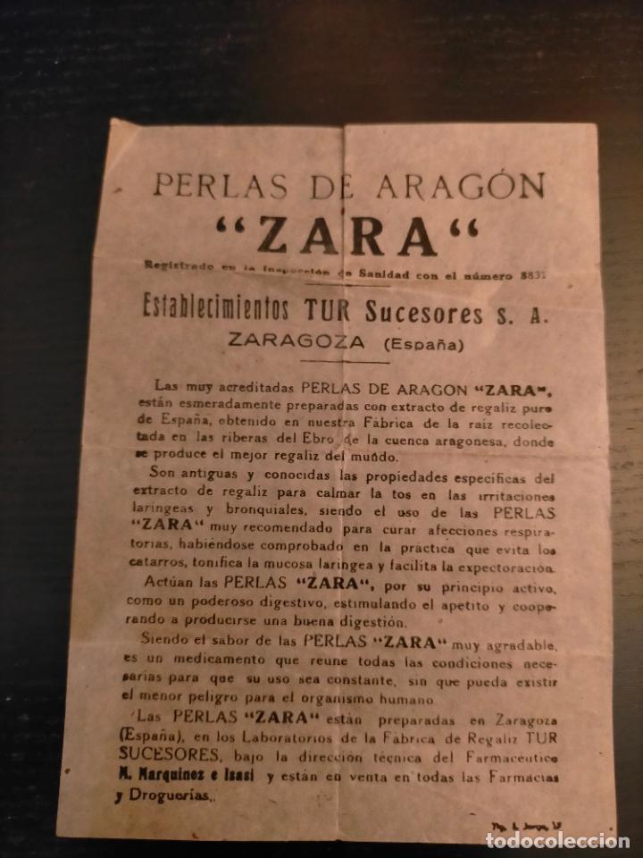 Sammelleidenschaft Andere Papierartikel: PERLAS DE ARAGON ZARA ESTABLECIMIENTOS TUR SUCESORES ZARAGOZA