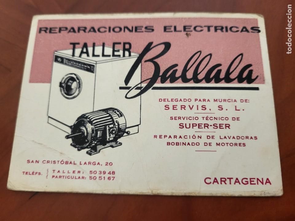 Outros artigos de papel: ANTIGUA TARJETA PUBLICIDAD REPARACIONES ELECTRICAS BALLALA CARTAGENA MURCIA
