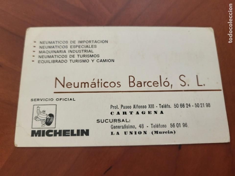 Outros artigos de papel: ANTIGUA TARJETA PUBLICIDAD NEUMATICOS BARCELO CARTAGENA LA UNION MURCIA