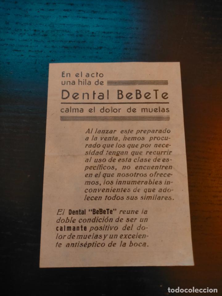 Altri oggetti di carta: EN EL ACTO UNA HILA DE DENTAL BEBETE CALMA EL DOLOR DE MUELAS CALMANTE ANTISEPTICO DENTAL ORRAVAN