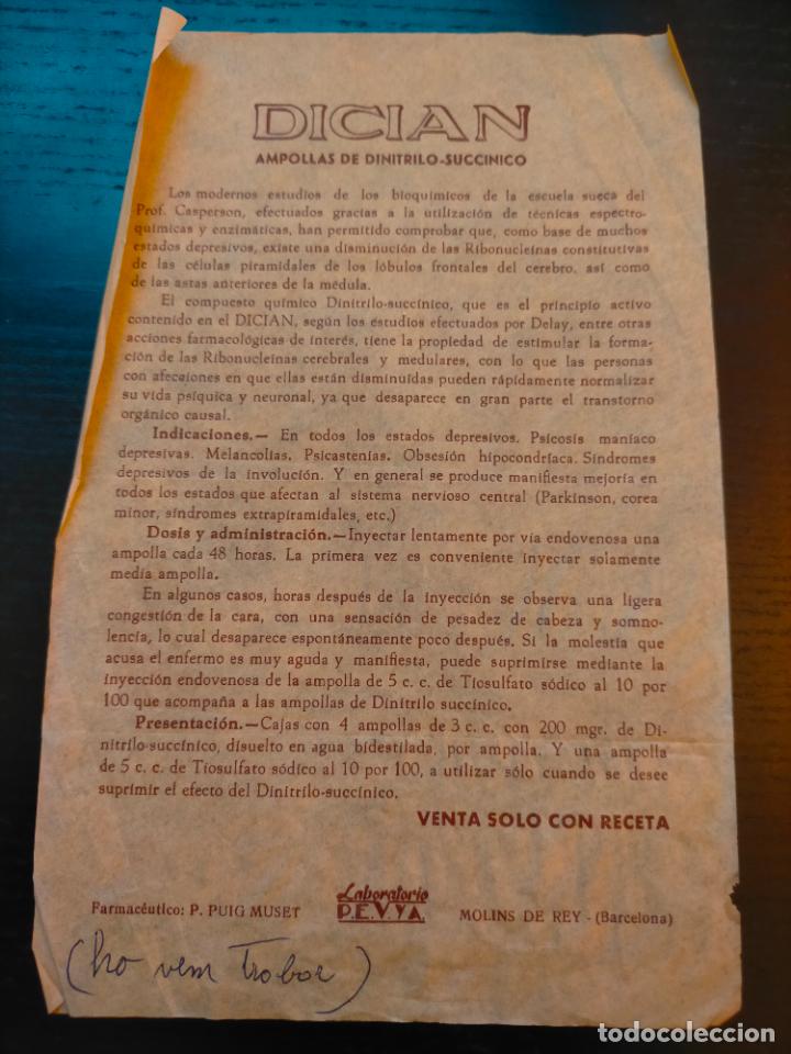 Paper Collecting Others: DICIAN AMPOLLAS DE DINITRILO SUCCINICO PEYVA PROSPECTO FOLLETO PROPAGANDA FARMACIA MEDICAMENTO