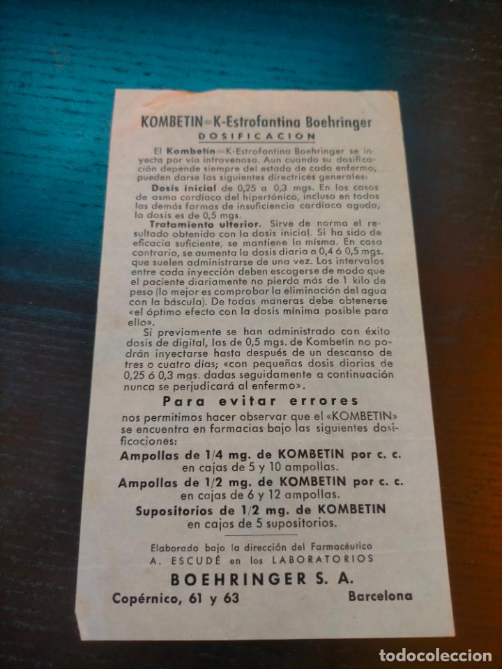 Paper Collecting Others: KOMBETIN K ESTROFANTINA BOEHRINGER SA BARCELONA PROSPECTO FOLLETO PROPAGANDA FARMACIA MEDICAMENTO