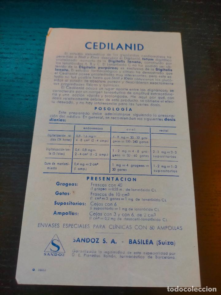 Altri oggetti di carta: CEDILANID SANDOZ SA BASILEA SUIZA PROSPECTO FOLLETO PROPAGANDA FARMACIA MEDICAMENTO