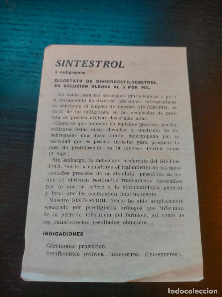 Paper Collecting Others: SINTESTROL DIACETATO DIHIDROESTILBOESTROL ABELL&Oacute; PROSPECTO FOLLETO PROPAGANDA FARMACIA MEDICAMENTO