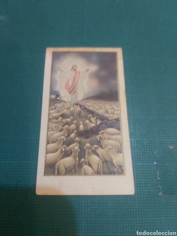 Collectionnisme Papier divers: Jes&uacute;s ovejas estampa religi&oacute;n antigua