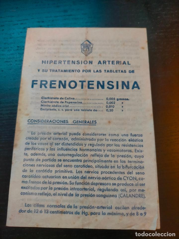 Paper Collecting Others: FRENOTENSINA HIPERTENSION BERENGUER BENEYTO PROSPECTO FOLLETO PROPAGANDA FARMACIA MEDICAMENTO