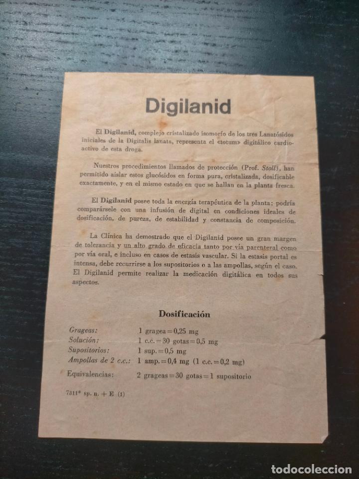 Paper Collecting Others: DIGILANID LABORATORIOS SANDOZ BASILEA SUIZA PROSPECTO FOLLETO PROPAGANDA FARMACIA MEDICAMENTO