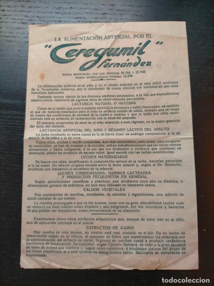 Paper Collecting Others: CEREGUMIL FERNANDEZ ALIMENTACION ARTIFICIAL PROSPECTO FOLLETO PROPAGANDA FARMACIA MEDICAMENTO