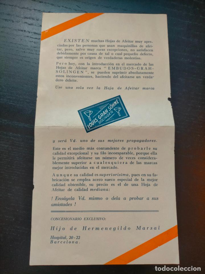 Altri oggetti di carta: HOJAS DE AFEITAR EMBUDOS GRAH SOLINGEN S&Ouml;HNE LOUIS FOLLETO PROPAGANDA FARMACIA PUBLICIDAD