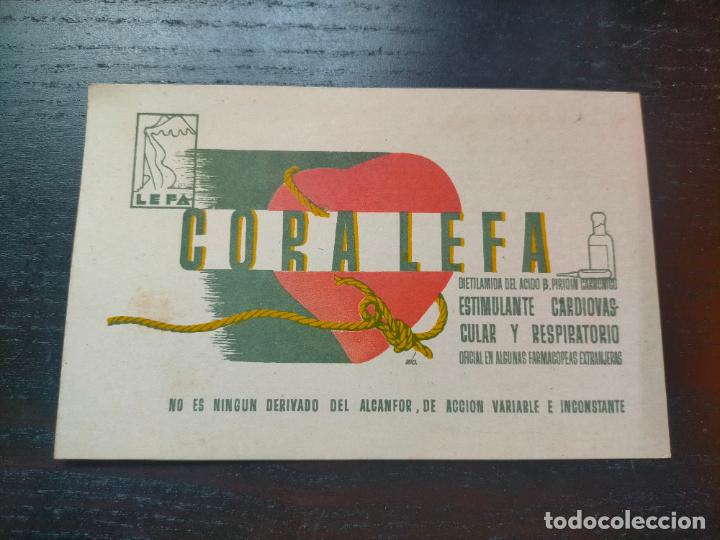 Altri oggetti di carta: ESTIMULANTE CARDIACO CORA LEFA MADRID PROSPECTO FOLLETO PROPAGANDA FARMACIA MEDICAMENTO PUBLICIDAD