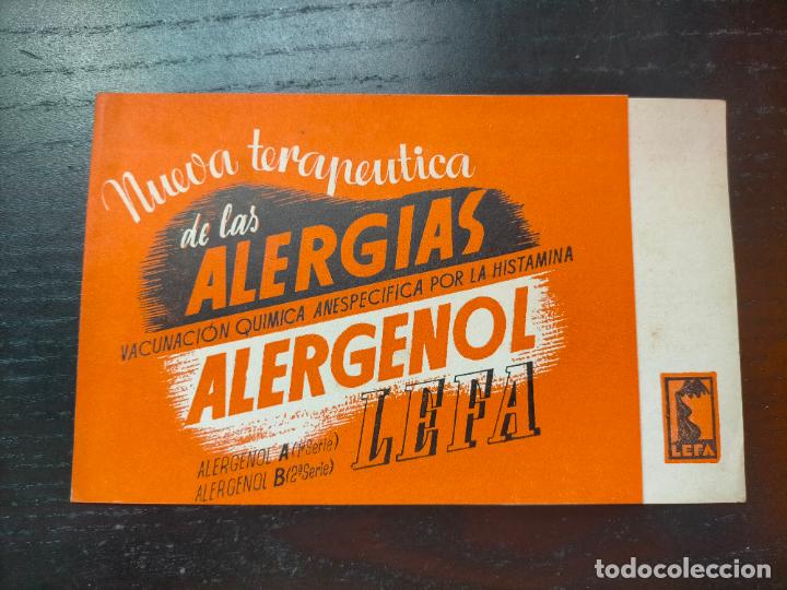 Otros Art&iacute;culos de Coleccionismo en Papel: ALERGENOL VACUNACION A B LEFA MADRID PROSPECTO FOLLETO PROPAGANDA FARMACIA MEDICAMENTO PUBLICIDAD