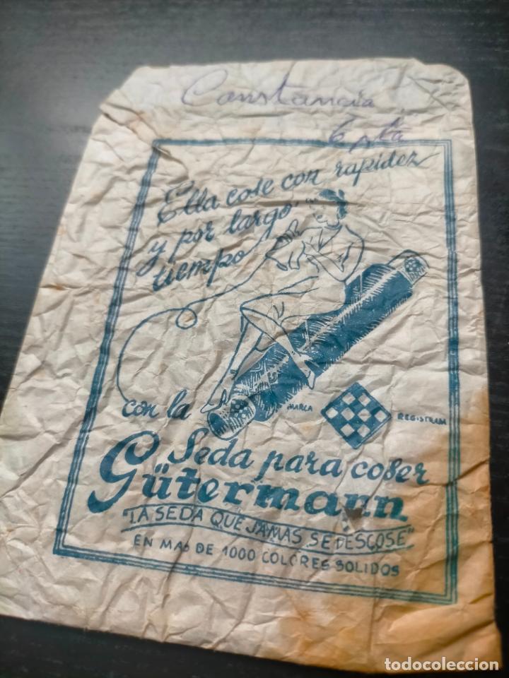 Otros Art&iacute;culos de Coleccionismo en Papel: SOBRE DE CARTA SEDA PARA COSER G&Uuml;TERMANN JAM&Aacute;S DESCOSE MAQUINAS PUBLICIDAD PROPAGANDA SEDAS