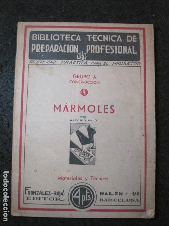 Outros artigos de papel: MARMOLES-ANTONIO SALO-BIBLIOTECA TECNICA DE PREPARACION PROFESIONAL-VER FOTOS-(K-7289)
