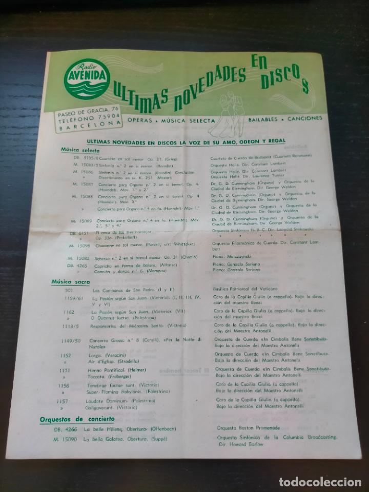 Otros Art&iacute;culos de Coleccionismo en Papel: RADIO AVENIDA ULTIMAS NOVEDADES EN DISCOS LA VOZ DE SU AMO ODEON Y REGAL BAILABLES CANCIONES VINILOS