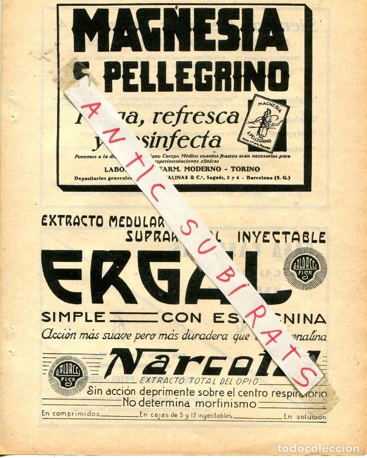 Otros Art&iacute;culos de Coleccionismo en Papel: HOJA A&Ntilde;O 1929 PUBLICIDAD MAGNESIA S. PELLEGRINO LABORATORIO GIMENEZ SALINAS Y CIA ERGAL NARCOTAL