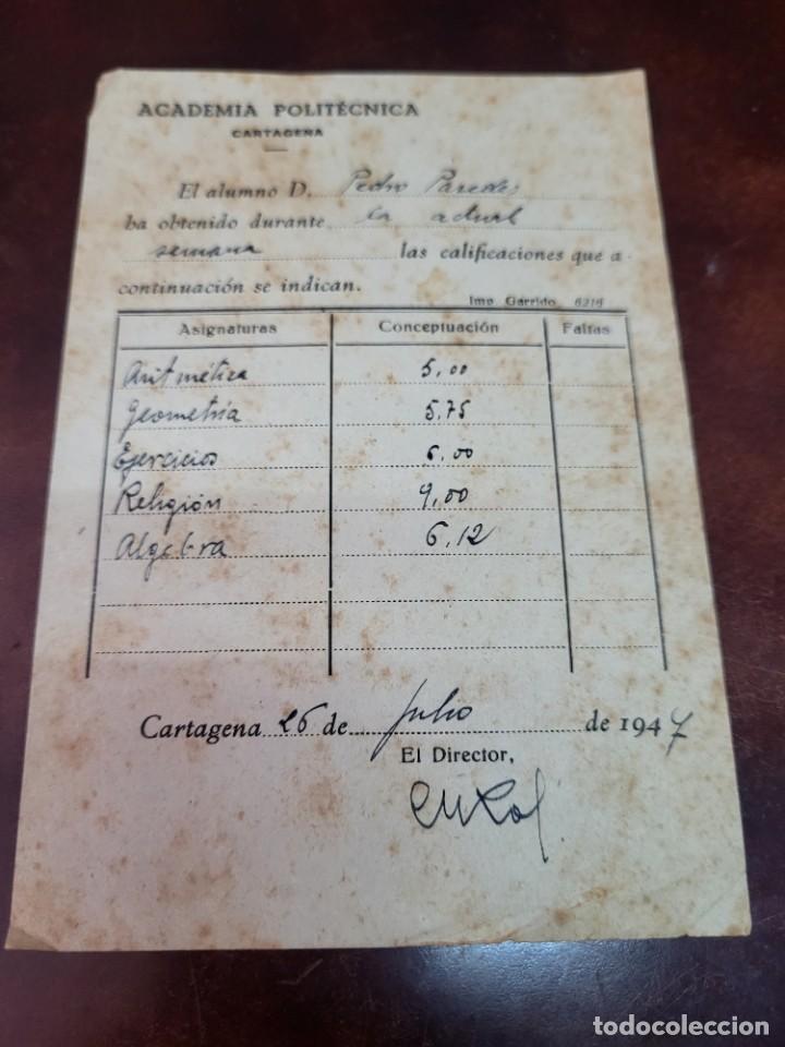 Paper Collecting Others: NOTAS CALIFICACIONEA ACADEMIA POLITECNICA CARTAGENA MURCIA 1947
