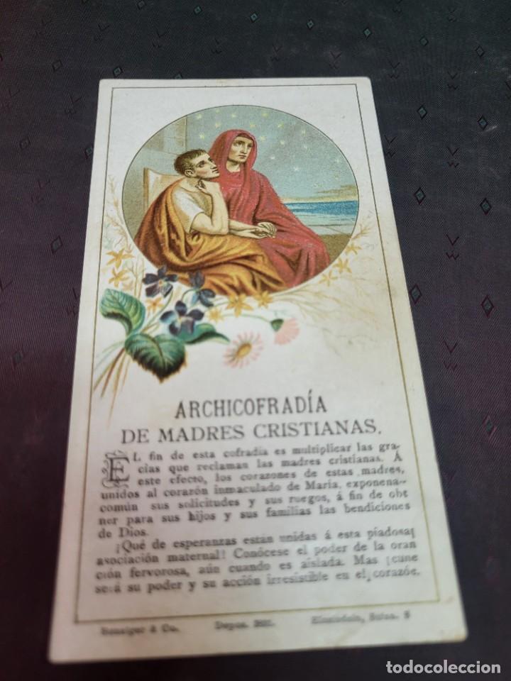 Otros art&iacute;culos de coleccionismo en papel: ANTIGUA ESTAMPA RELIGIOSA ARCHICOFRADIA DE MADRES CRISTIANAS BENZIGER & CO
