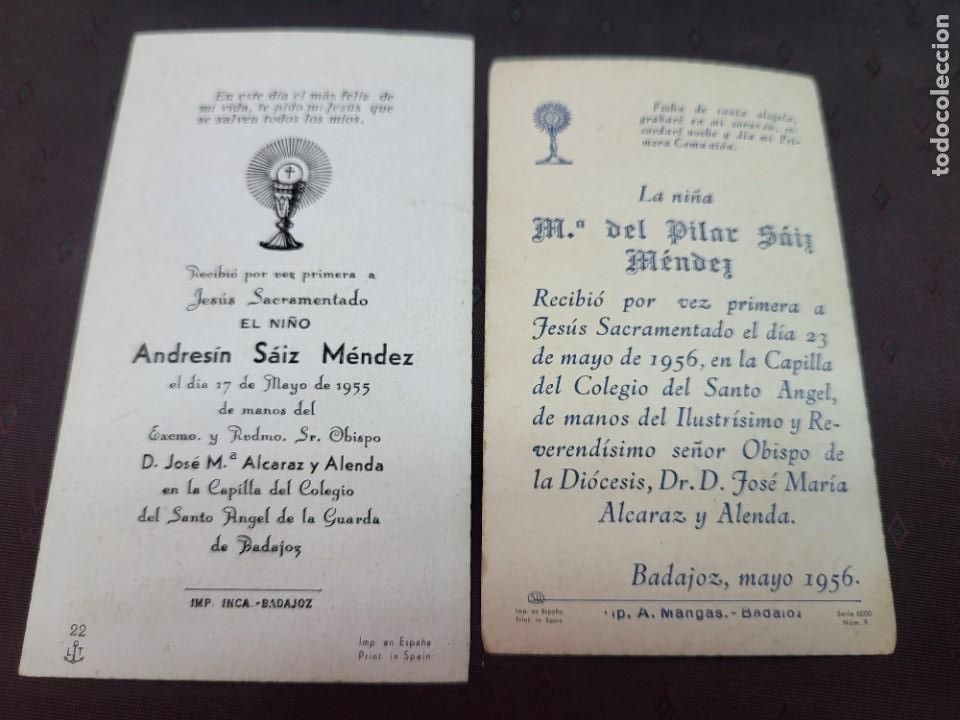Paper Collecting Others: ANTIGUAS ESTAMPAS RELIGIOSAS COMUNION SAIZ MENDEZ BADAJOZ 1955 1956