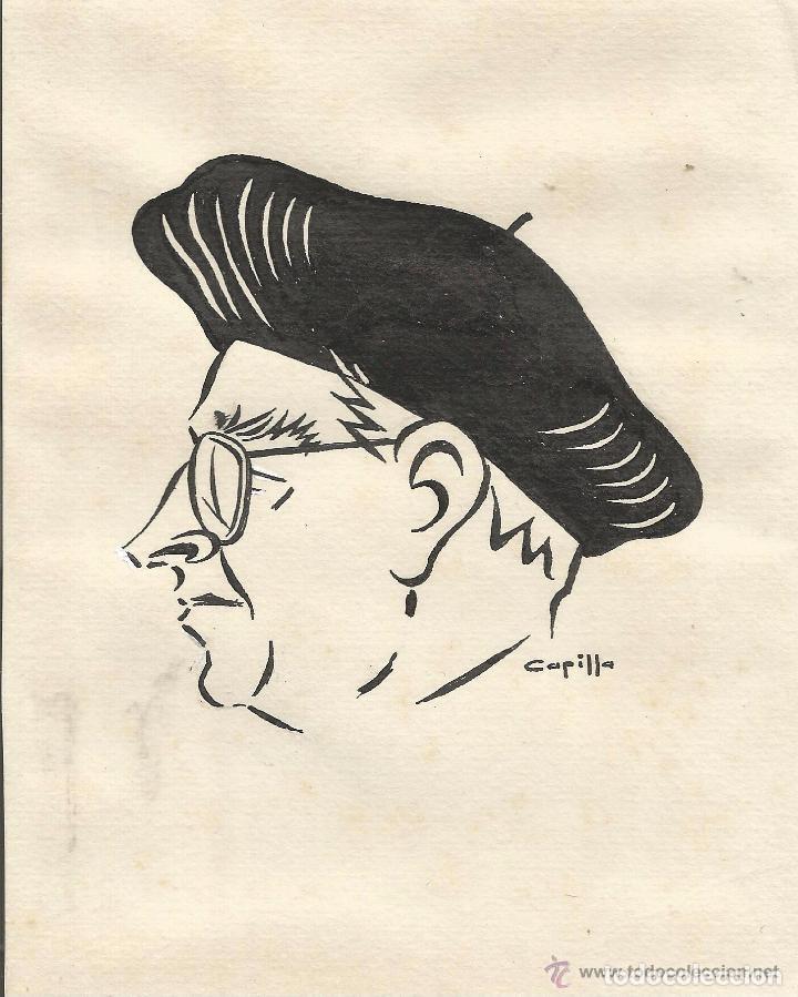 Outros artigos de papel: :::: AA02 - DIBUJO DE CARA DE HOMBRE CON CHAPELA - 15,5 X 12,5 CM. - CAPILLA