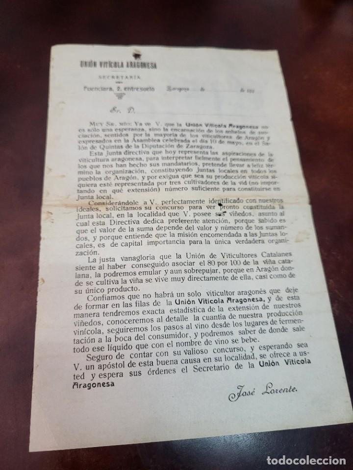 Sammelleidenschaft Andere Papierartikel: UNION VITICOLA ARAGONESA DIPUTACION DE ZARAGOZA PRINCIPIOS S XX