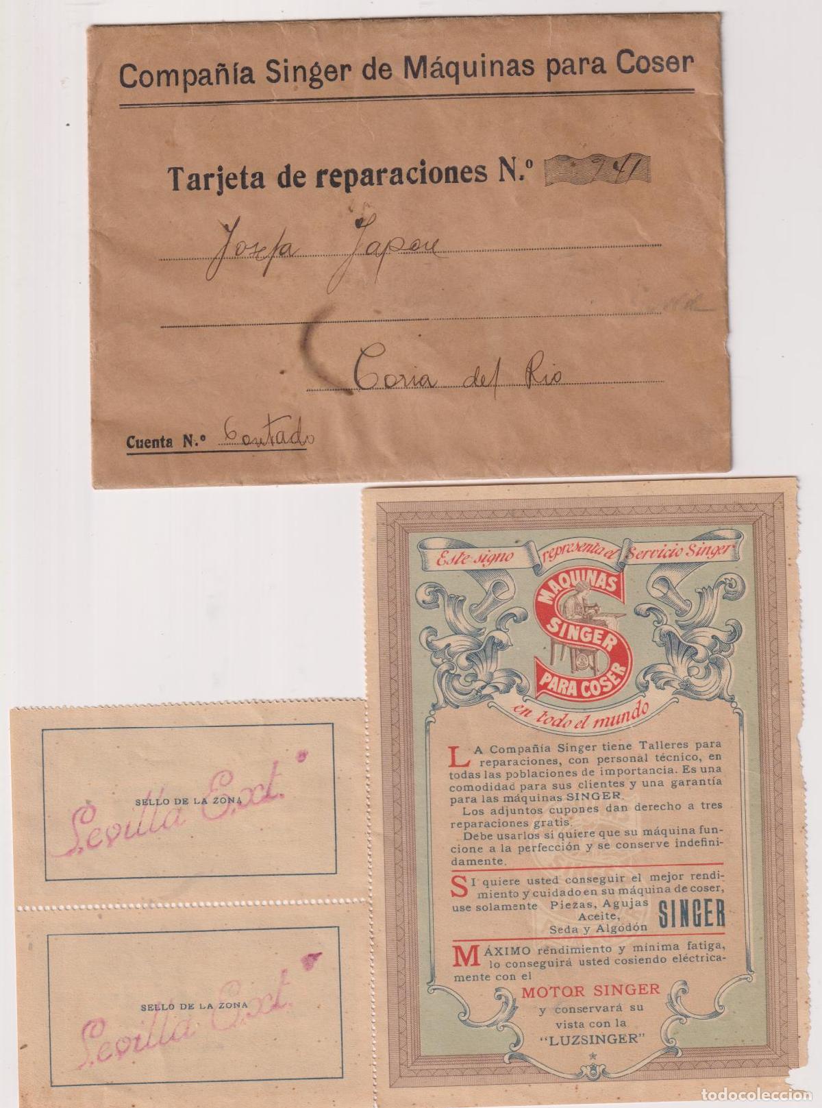 Paper Collecting Others: Carta de Siger (M&aacute;quinas de coser) a Coria del R&iacute;o. Contiene cupones de reparaci&oacute;n gratuita