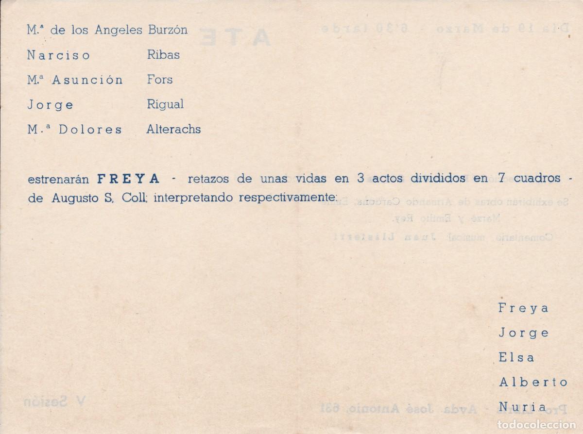 Otros Art&iacute;culos de Coleccionismo en Papel: ate v sesi&oacute;n Estrenar&aacute;n Freya retazos de unas vidas con pintores freya Jorge Elsa Alberto Nuria