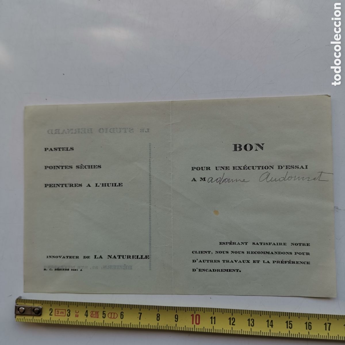 Otros Art&iacute;culos de Coleccionismo en Papel: D&iacute;ptico de Le studio Bernard, Beziers n&ordm;25 Rue Meyerbeer