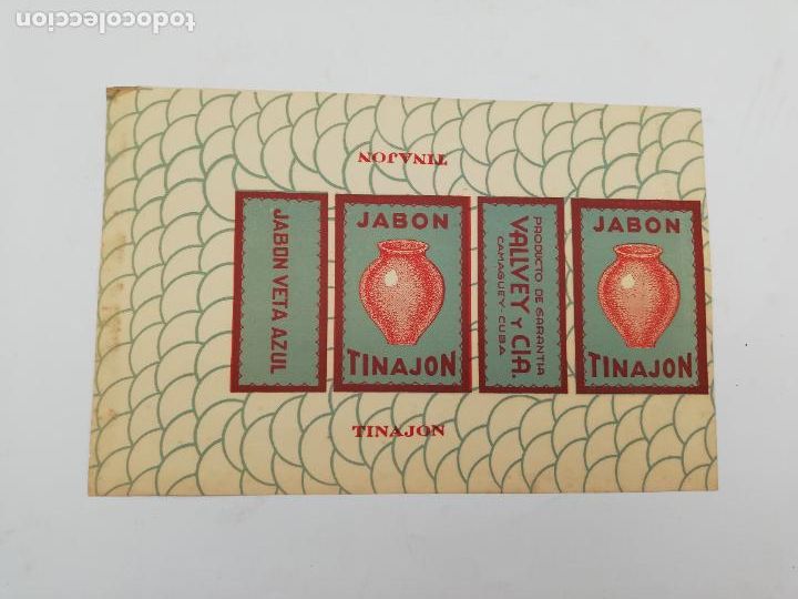 Sammelleidenschaft Andere Papierartikel: ENVUELTA DE JABON. PRE-REVOLUCION. CAMAGUEY. CUBA. VALLEY Y CIA. JABON TINAJON. VETA AZUL.