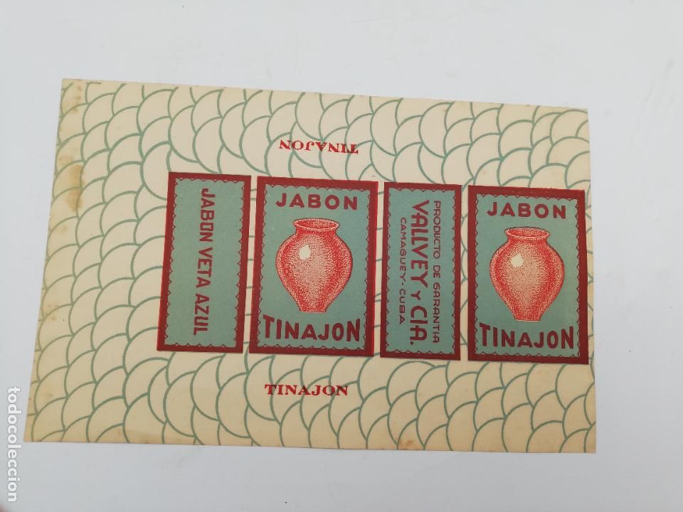 Sammelleidenschaft Andere Papierartikel: ENVUELTA DE JABON. PRE-REVOLUCION. CAMAGUEY. CUBA. VALLEY Y CIA. JABON TINAJON. VETA AZUL.