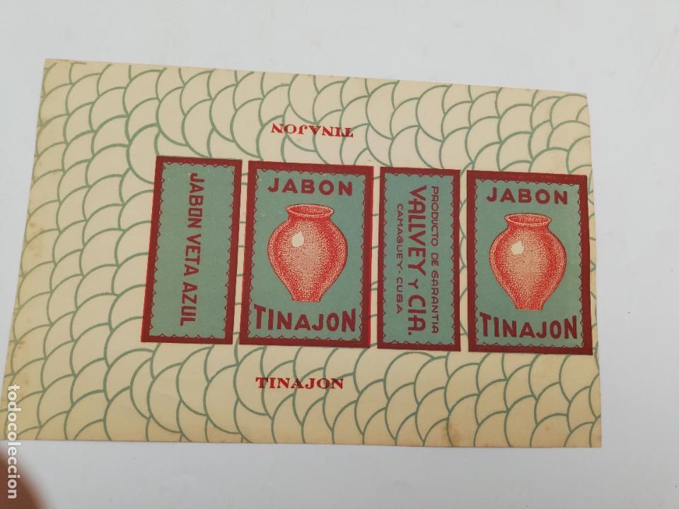 Sammelleidenschaft Andere Papierartikel: ENVUELTA DE JABON. PRE-REVOLUCION. CAMAGUEY. CUBA. VALLEY Y CIA. JABON TINAJON. VETA AZUL.