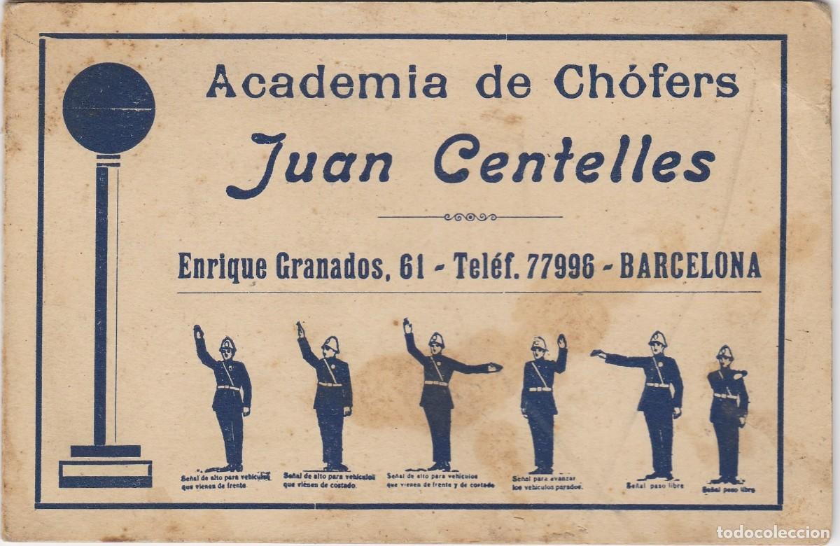 Otros art&iacute;culos de coleccionismo en papel: Academia de Ch&oacute;fers - Juan Centelles - Barcelona - Tr&iacute;ptico - 160x105mm plegado