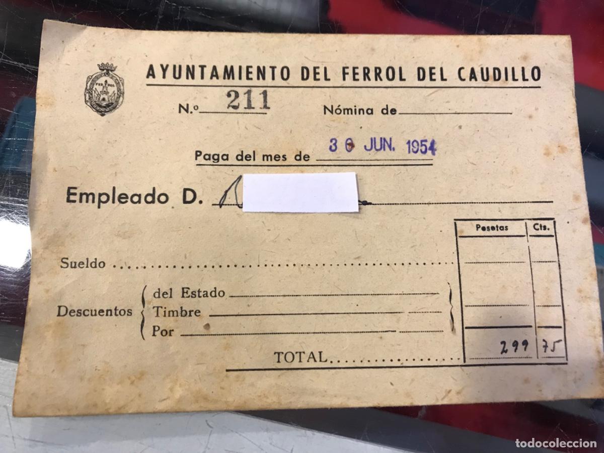 Outros artigos de papel: AYUNTAMIENTO DE FERROL. PAGA DEL MES. 1954. SOBRE, 14 X 10CM