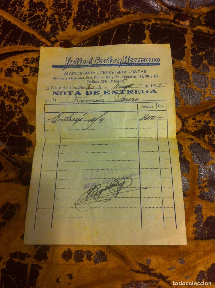 Sammelleidenschaft Andere Papierartikel: FACTURA. JULIO COUTO Y HERMANO. FERROL. FERRETER&Iacute;A-BAZAR. 1955