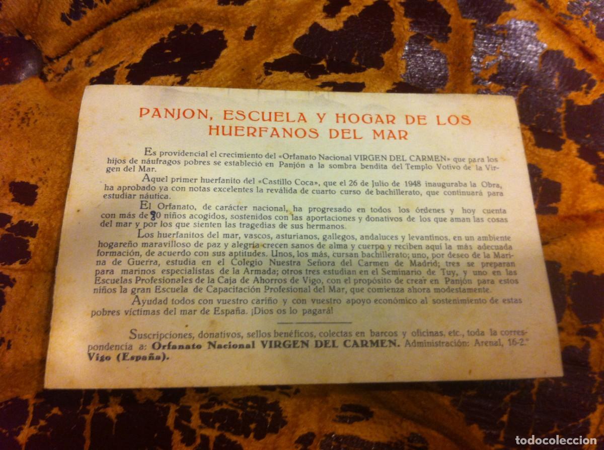 Collectionnisme Papier divers: PANJ&Oacute;N, ESCUELA Y HOGAR DE LOS HU&Eacute;RFANOS DEL MAR. VIGO. 10,5 X 7CM