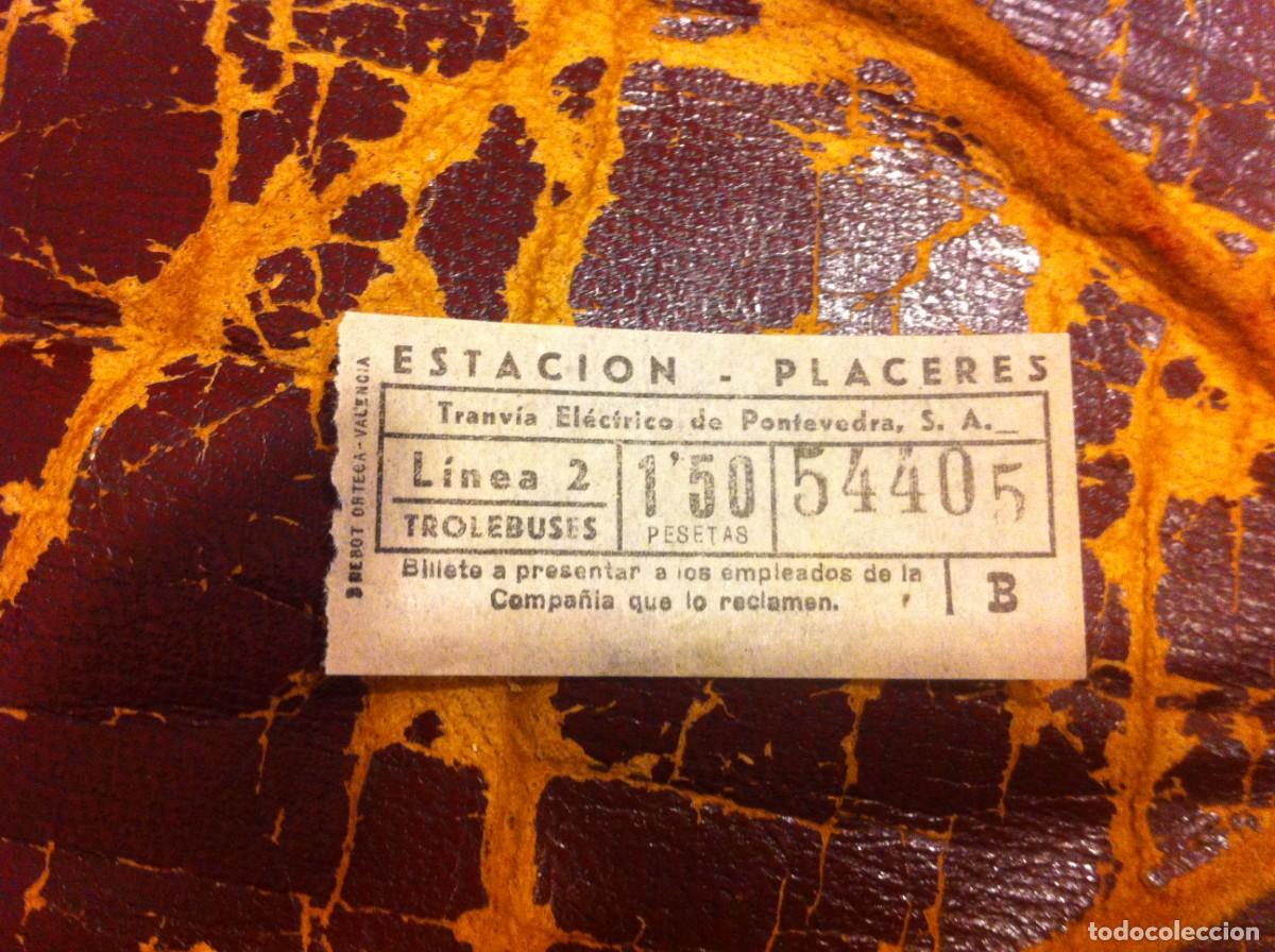Collectionnisme Papier divers: BILLETE TRANV&Iacute;A EL&Eacute;CTRICO DE PONTEVEDRA. ESTACI&Oacute;N PLACERES. L&Iacute;NEA 2. TROLEBUSES. 5,5 X 2,5CM.