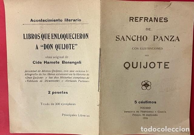 Otros art&iacute;culos de coleccionismo en papel: REFRANES DE SANCHO PANZA CON ILUSTRACIONES DEL QUIJOTE, IMPRENTA HERNANDEZ Y GARCIA 1916 MADRID