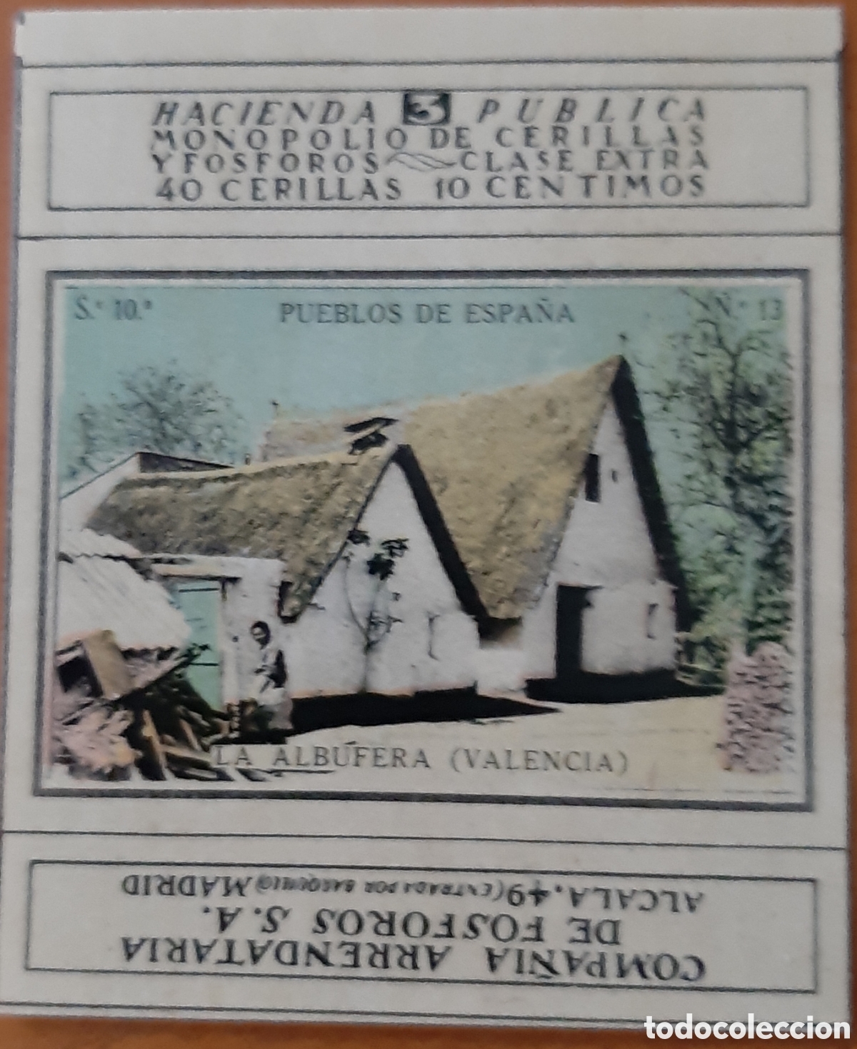 Otros Art&iacute;culos de Coleccionismo en Papel: La Albufera Valencia. Frontal cerillas. PP siglo XX.