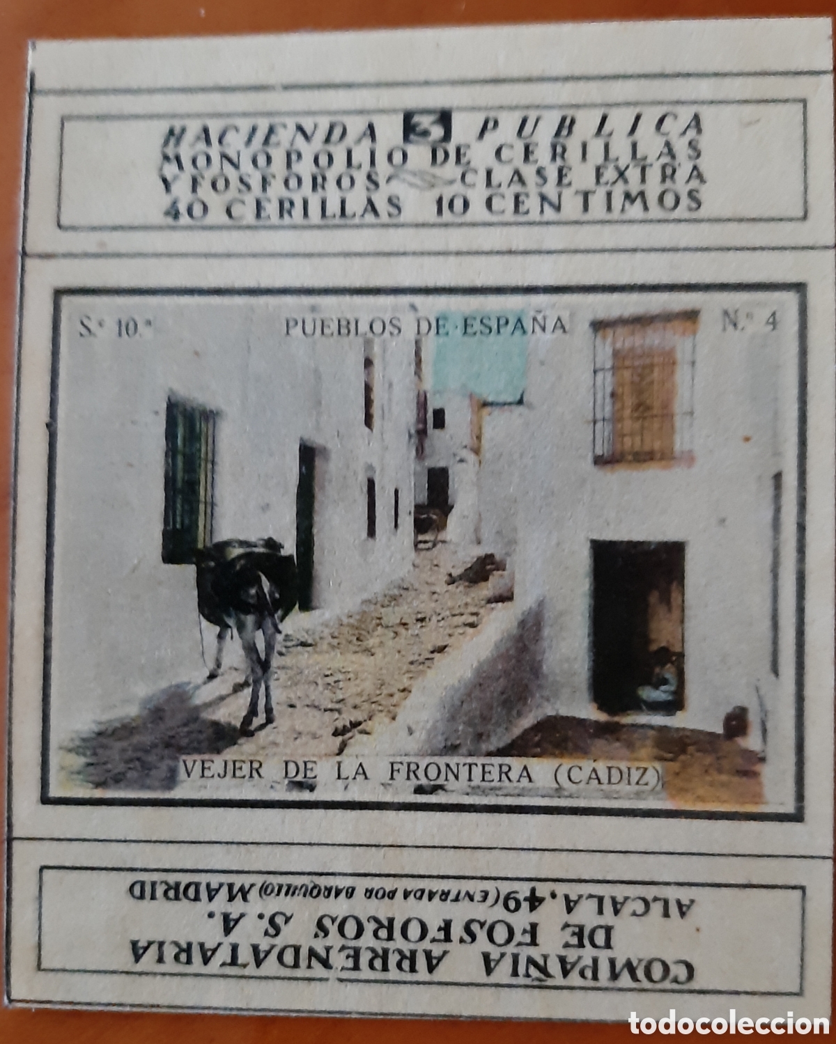 Otros Art&iacute;culos de Coleccionismo en Papel: Vejer de la Frontera C&aacute;diz frontal caja de cerillas. PP siglo XX