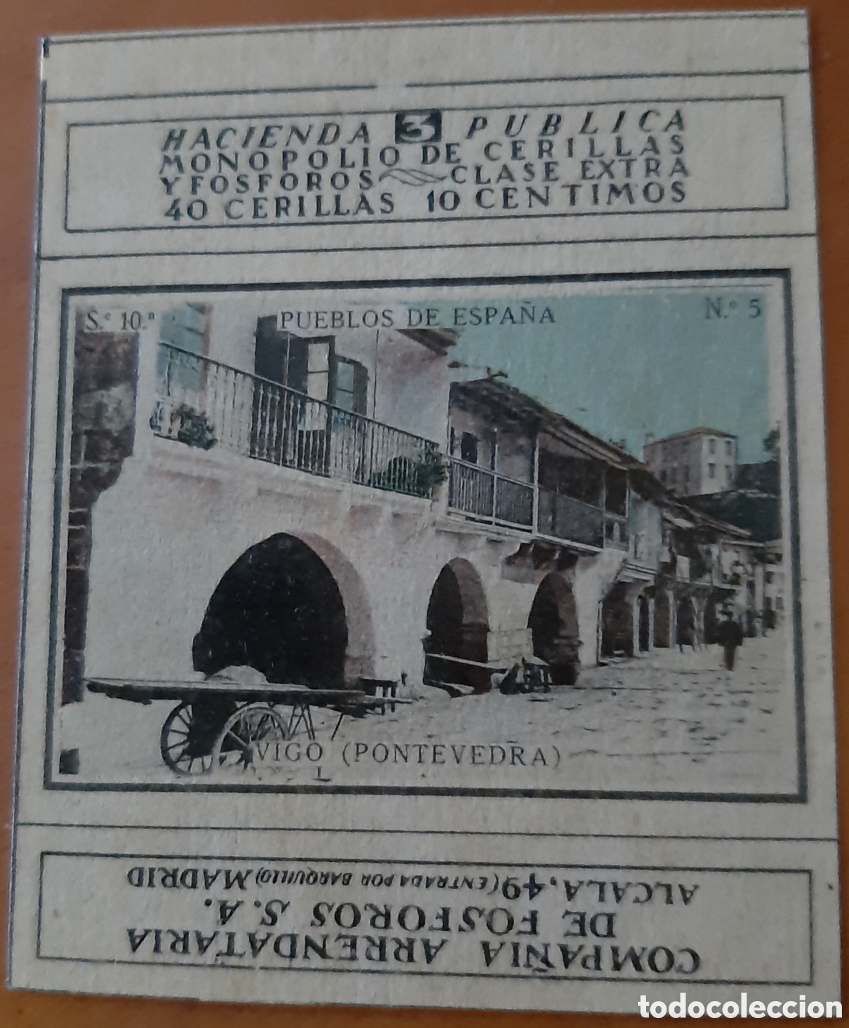 Otros Art&iacute;culos de Coleccionismo en Papel: Pontevedra frontal caja de cerillas. PP siglo XX