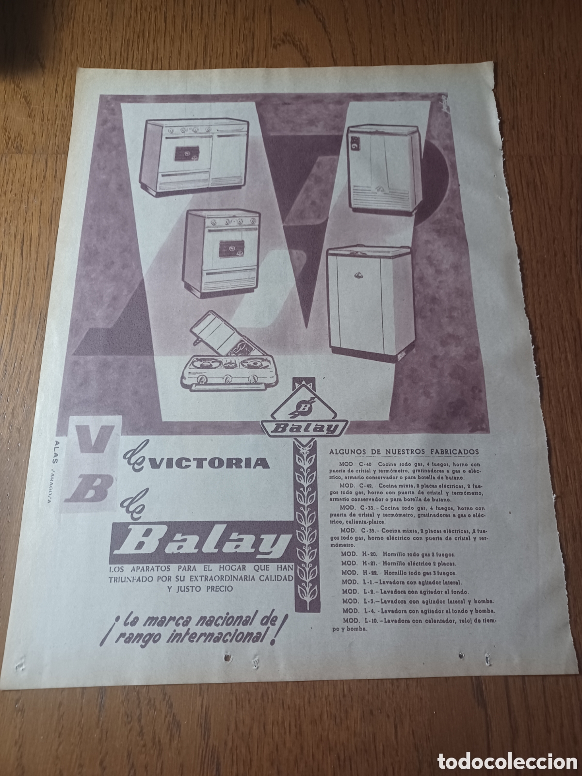 Paper Collecting Others: PUBLICIDAD DE BALAY .APARATOS PARA EL HOGAR . A&Ntilde;O 1961 . 31 X 23 CM