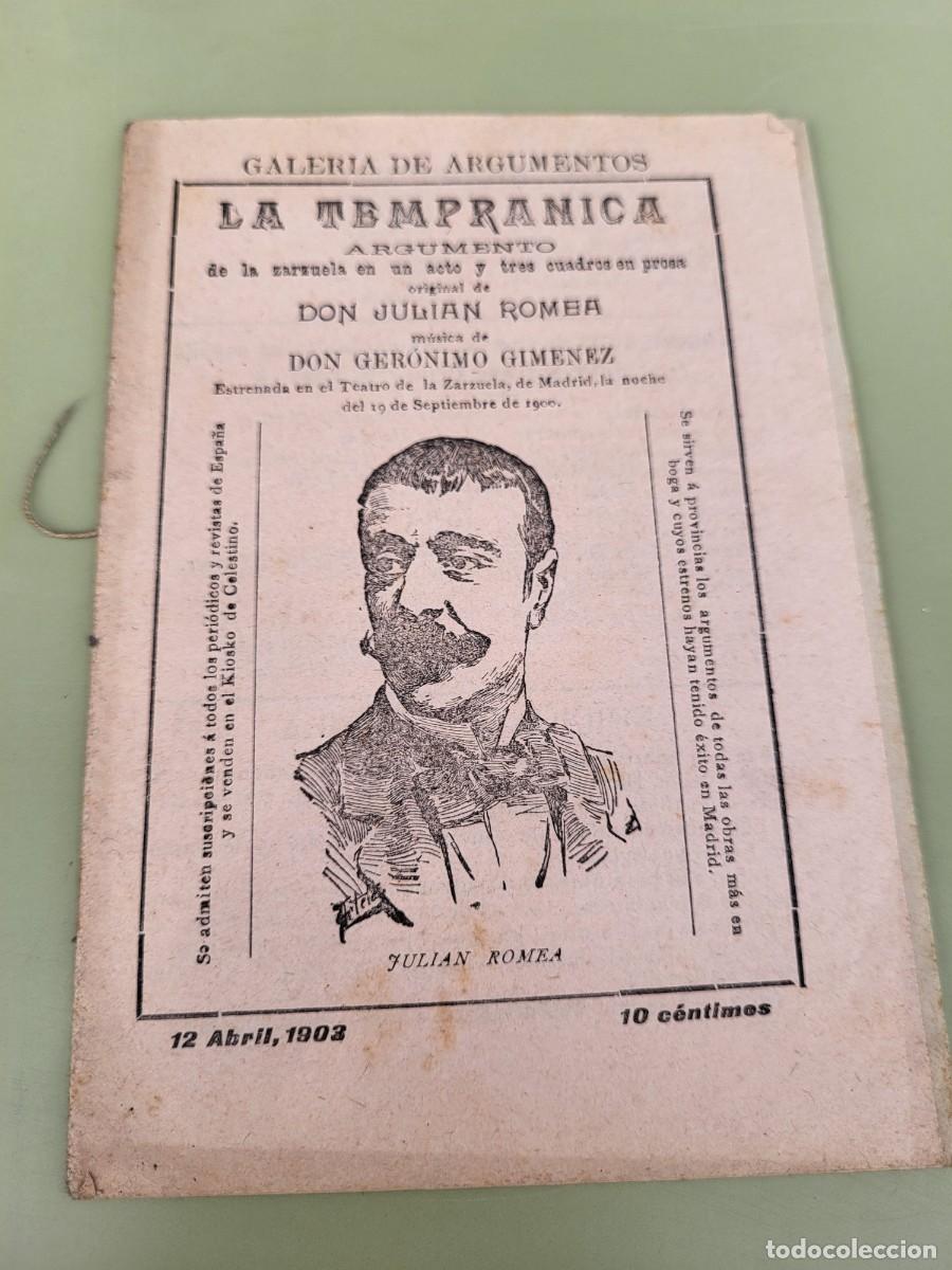 Paper Collecting Others: GALERIA DE ARGUMENTOS LA TEMPRANICA JULIAN ROMEA 1902
